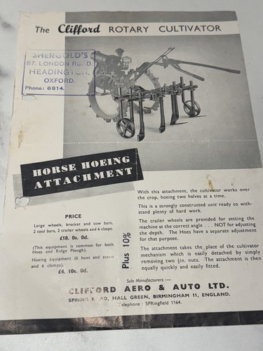 Clifford rotavator sales - clifford, sheet